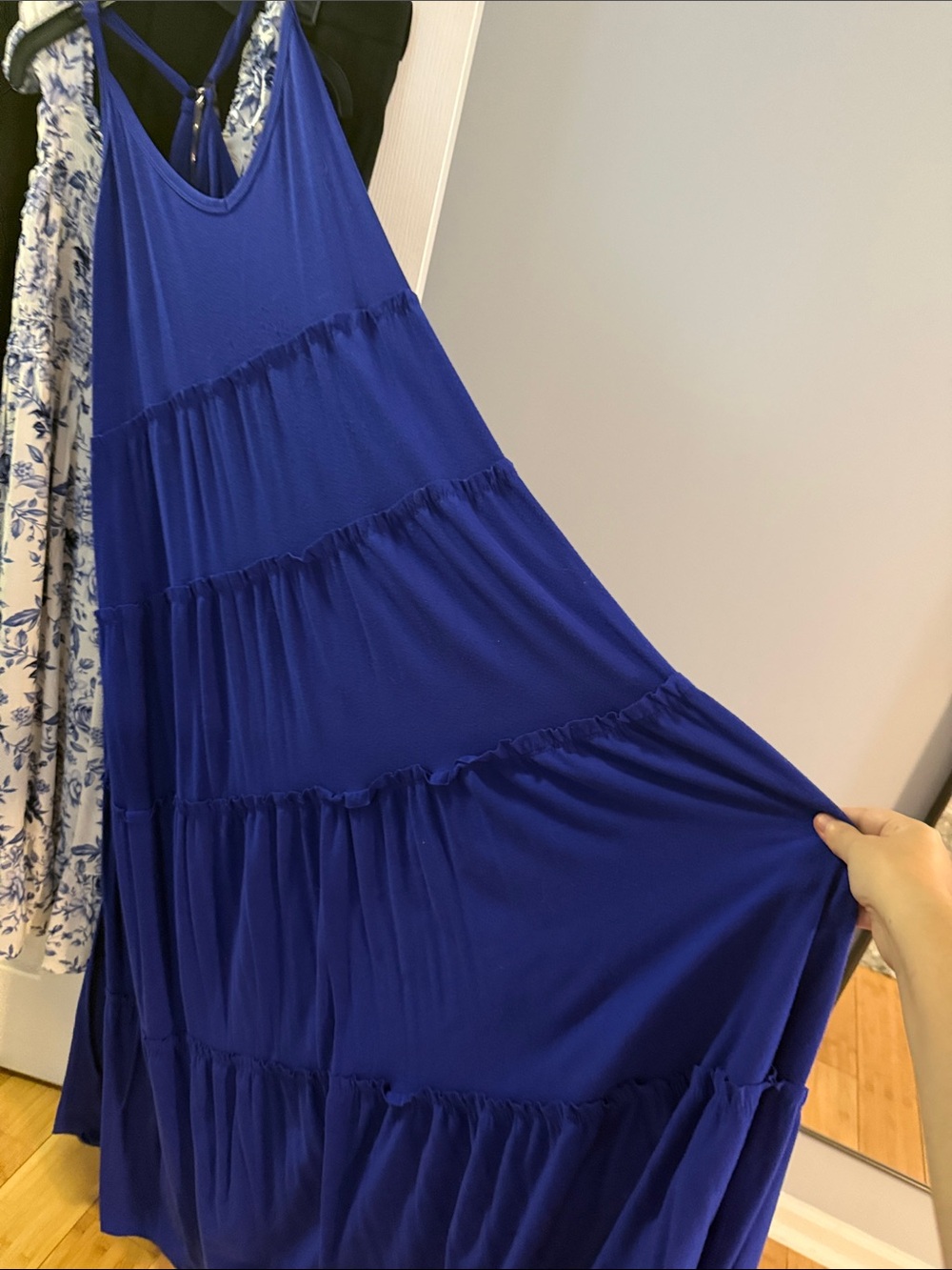 Sleeveless Tiered Maxi Dress in Deep Blue